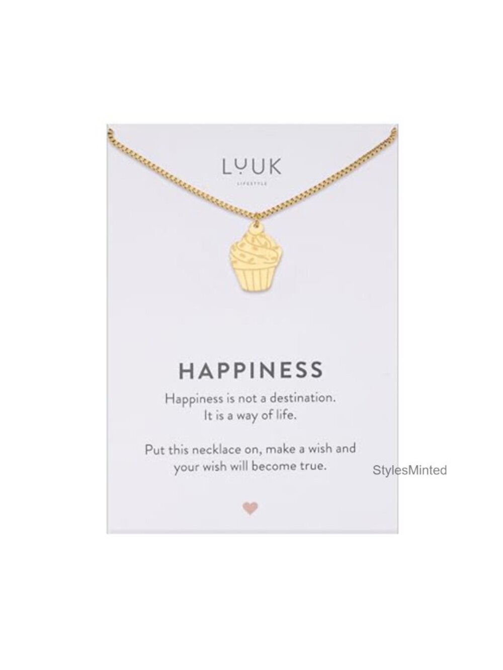 Stainless Steel Cupcake Pendant Necklace Adjustable Cable Chain Minimalist